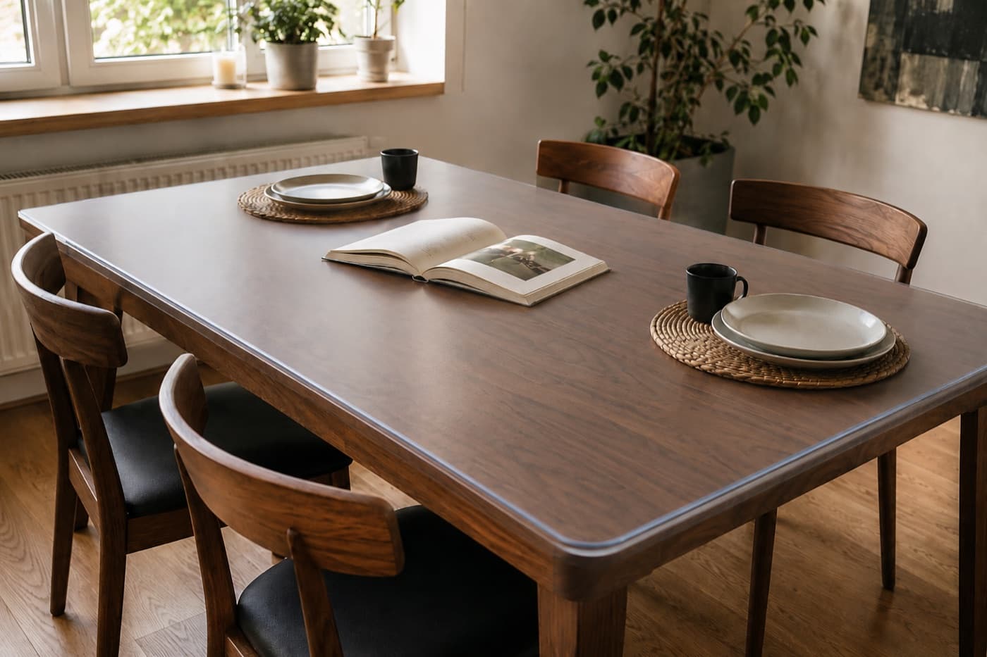 Tapis de protection mat sur un plateau clair — surface sans brillance